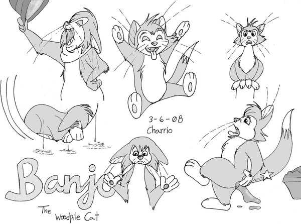 Banjo Sketch Sheet, Inked