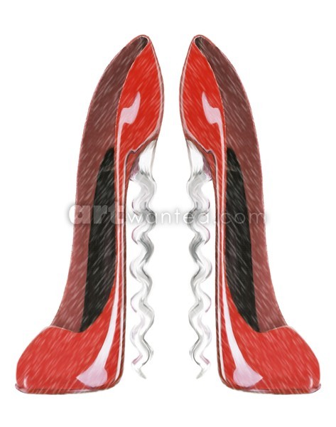 Corkscrew Red Stiletto Shoes Art