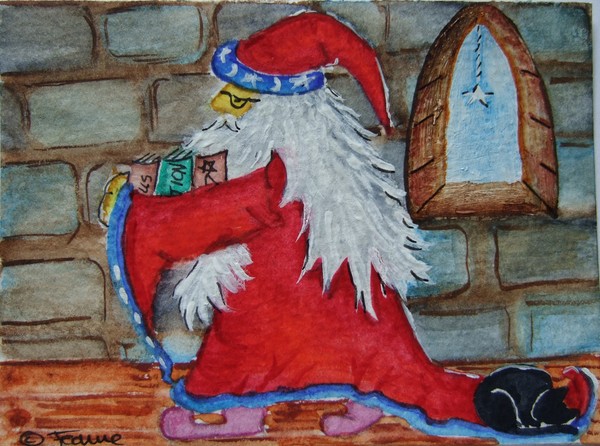 HUMPHREY AND SPATT THE CAT - ORIGINAL WATERCOLOUR