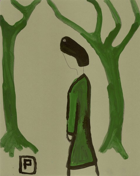 Lady in a green coat