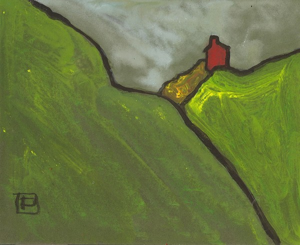 Red house on a hill