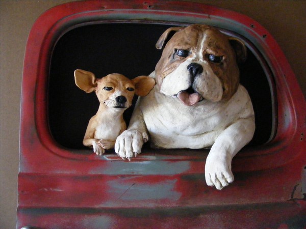 Me and my Best Friend dog sculpture-Close up