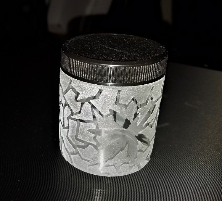 Sandblast-etched Glass Jar 