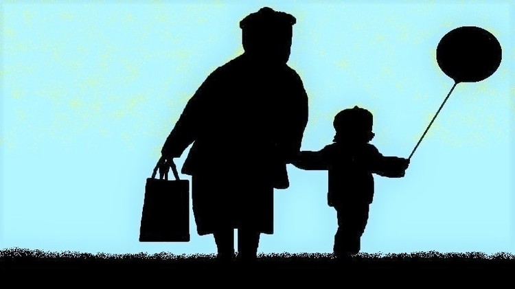 Walk With Grandma And Balloon