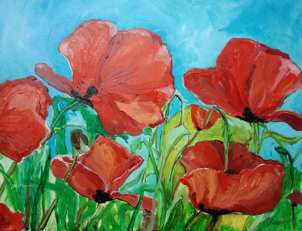 Poppies oil painting 