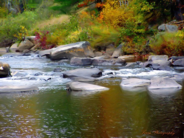Rocks of the Cedar River, Digital Oil Painting