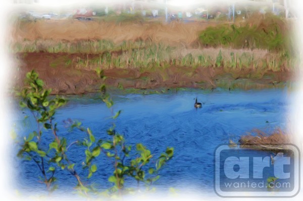 Duck On The Pond Painting
