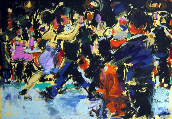 Milonga 35 x 50 oil bars on cardboard