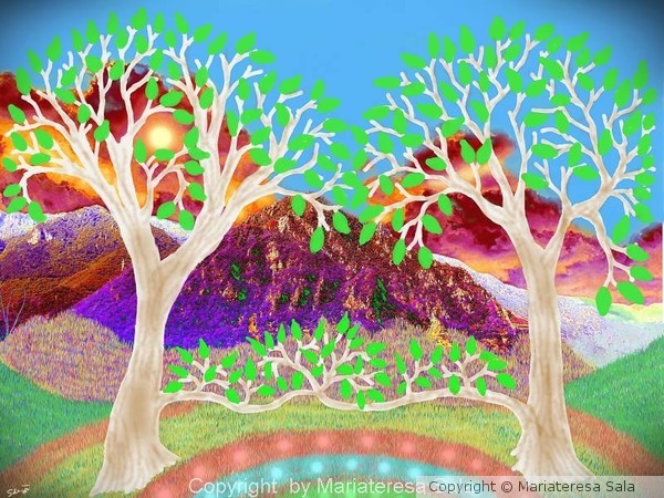 The white trees in front of horizon