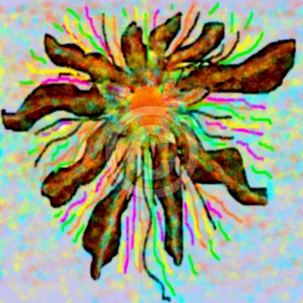 Trisha Blue Water Flaxen Digital Abstract Art