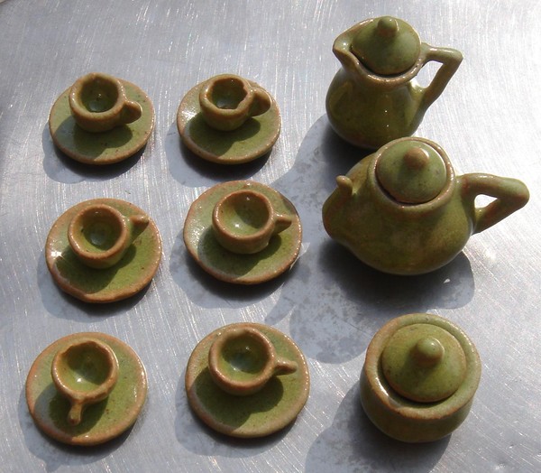miniature glazed tea set