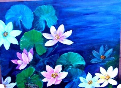 frog on water lillies