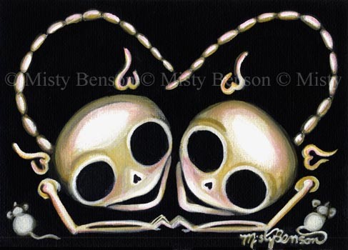 Love- Skelly Cat Style - Skeleton Art Day of Dead