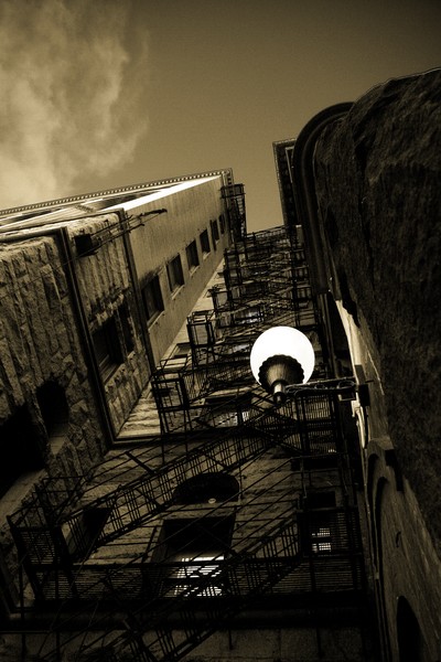globe light & fire escape