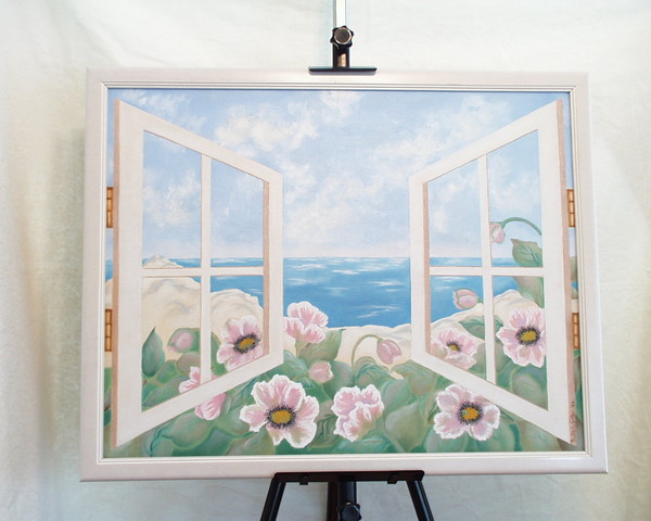 Faux Ocean Window Oil On Canvas