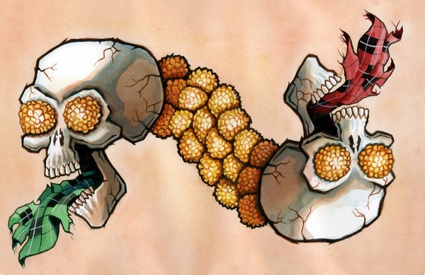 Skulls and marigolds