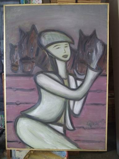 Jockey with little horses