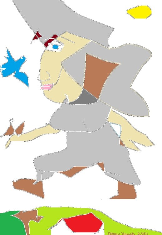 Flying Nun Walking on Air....(c) 2021..Elton Houck...Digital air walking Nuns art.....