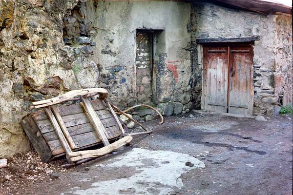 Sledge in backyard