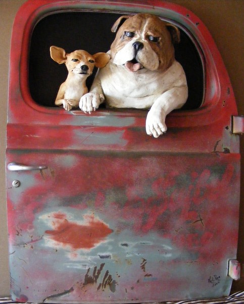 dog sculpture full view