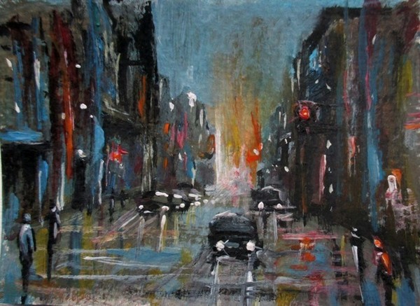 Night streets aceo