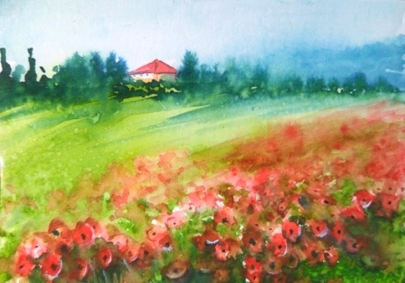 Aceo Autumn painting watercolour