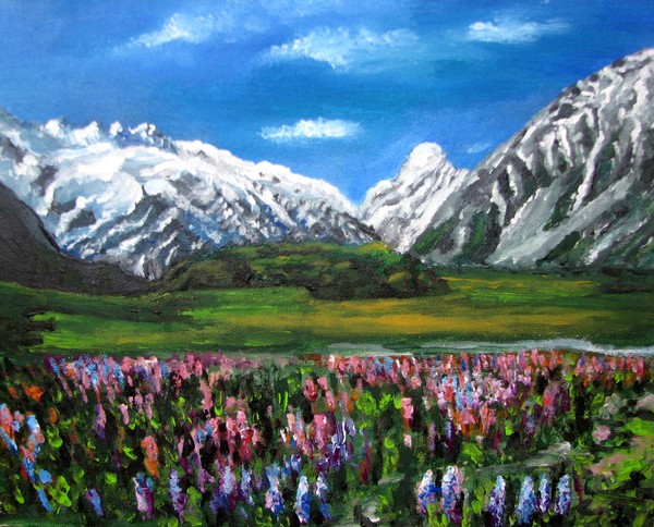 Mountains landscape acrylic painting