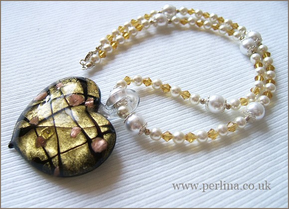 Golden Heart Pearl Pendant
