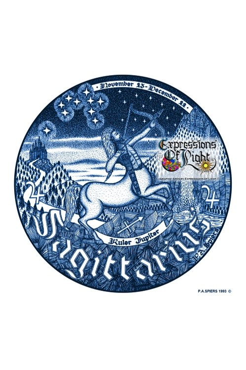 ExpoLight-Graphic-Arts-Zodiac-1993-0009-Sagittarious (Pen-&-Ink-Blue-Sepia-SP)