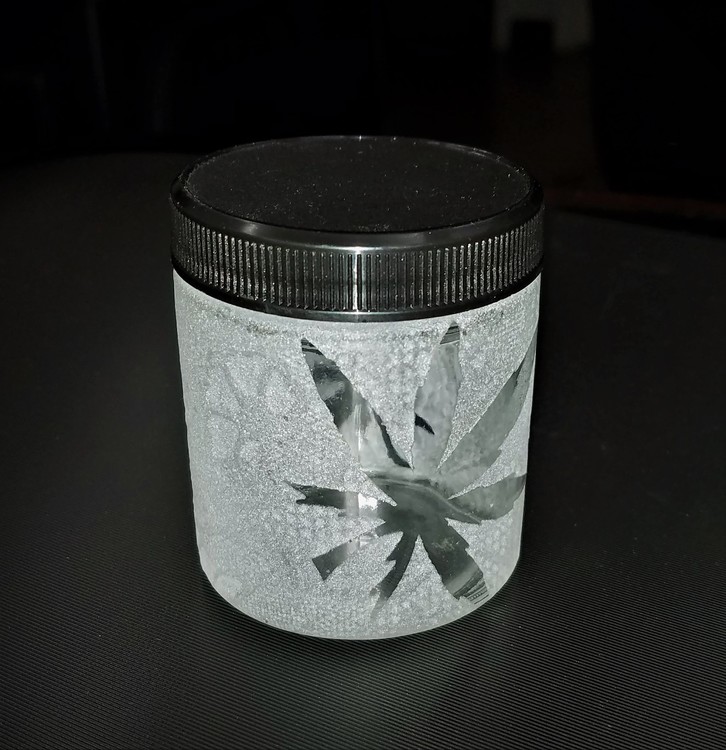 Sandblast-etched Glass Jar - 