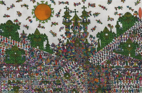 A cross with leanning angels