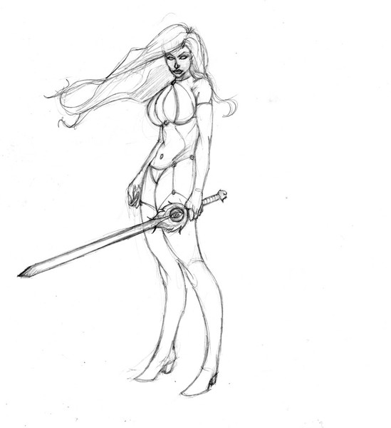 lady death with eyegod sword