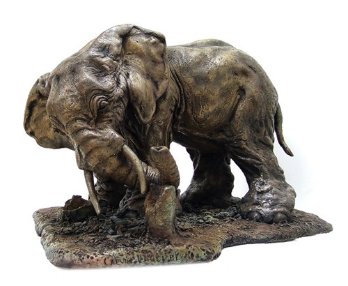 Elephant - Ceramic/Fired/Clay/Painted Patina
