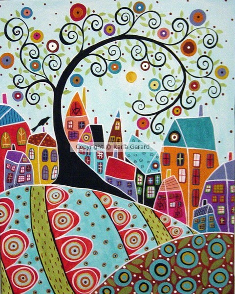 Bird Houses And A Swirl Tree