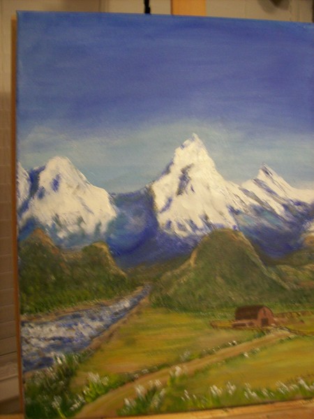 #143 snow mts. river barn