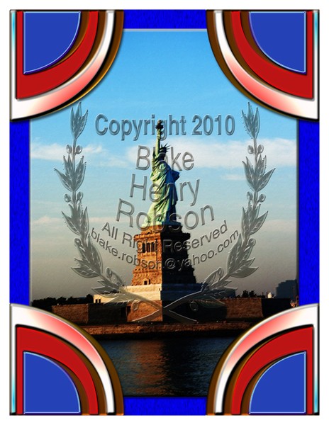 Deco Statue of Liberty Border Art Edit