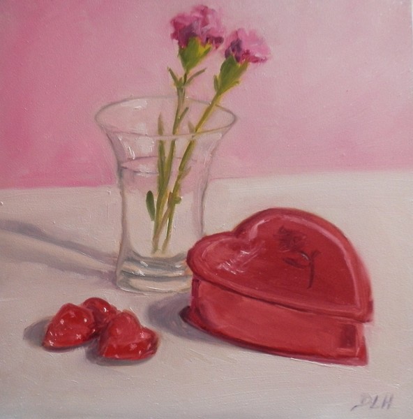 Carnations and Valentine Choclolates
