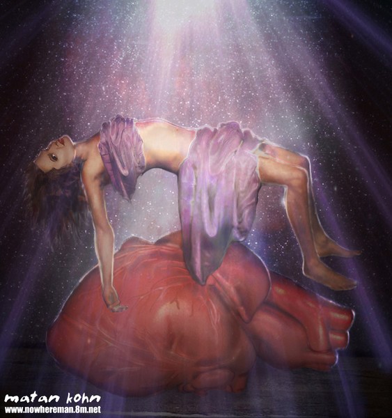 woman lying on a big heart