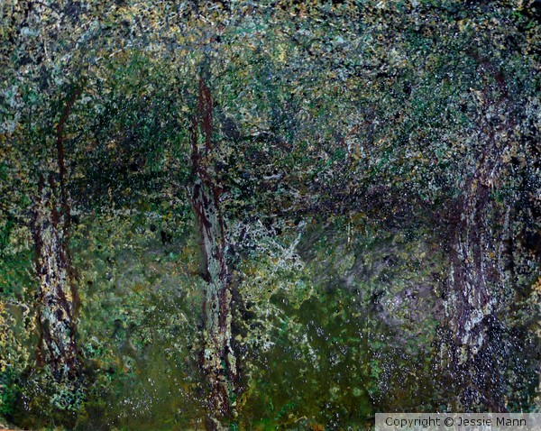 trees mixed media on panel 29x24