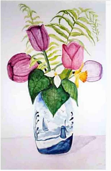 Delft Vase & Tulips