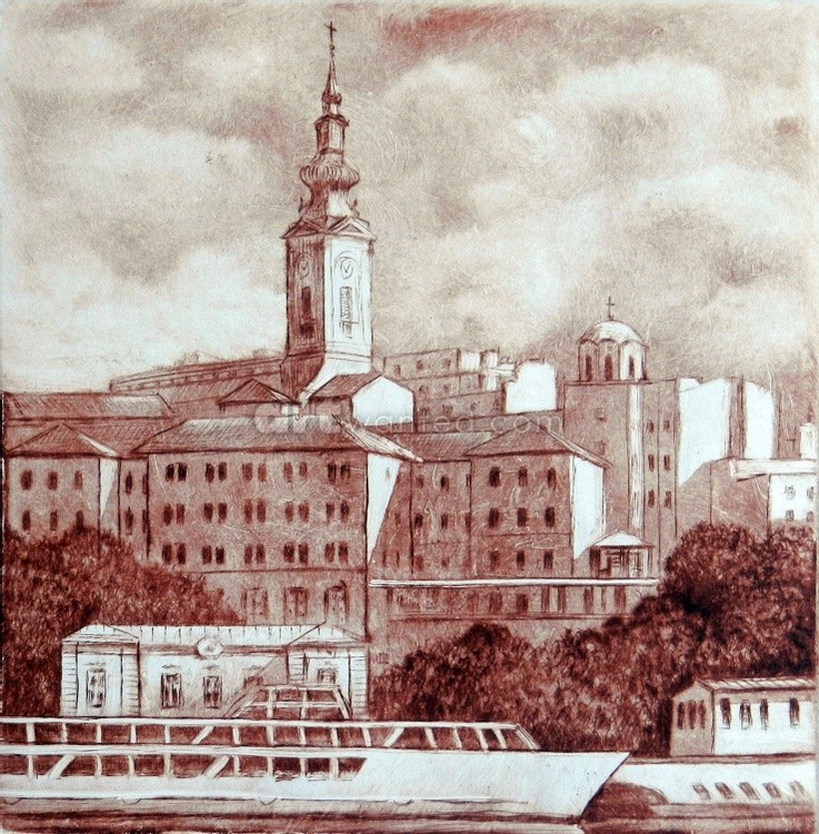 Panorama of Belgrade on the banks of the Sava River