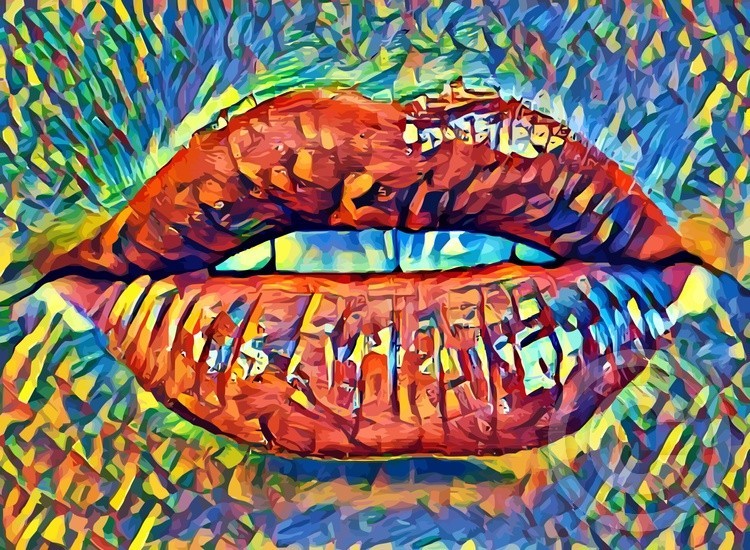 Abstract Rainbow Womans Lips Original digital art