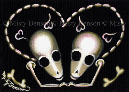 Love- Skelly Dog Style - Skeleton Art Day of Dead