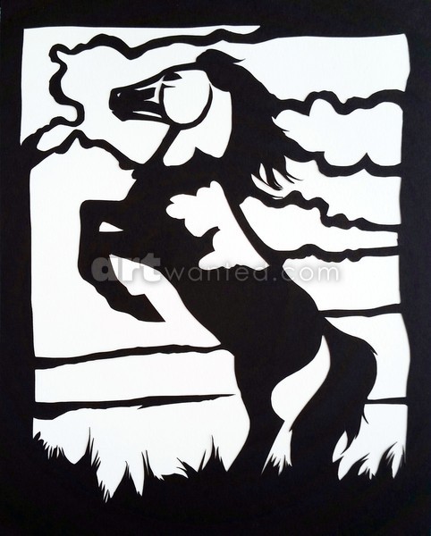 Wild Rearing Mustang Papercut