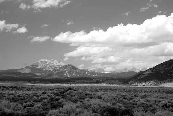Mammoth Mountain from Mammoth Airport- B&W