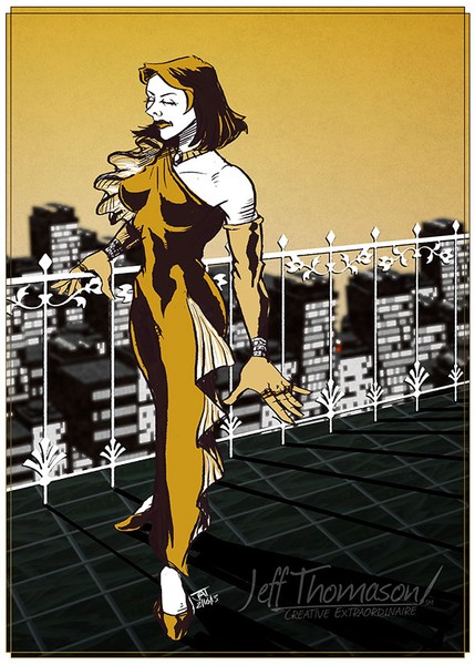 Melancholy Woman Overlooking the City