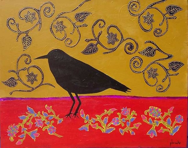 crow on red