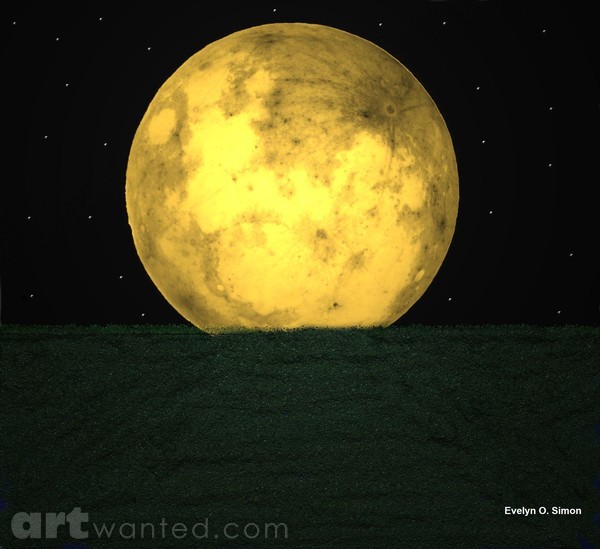 Yellow moon in the dark