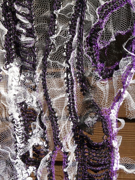 Black white and purple puff