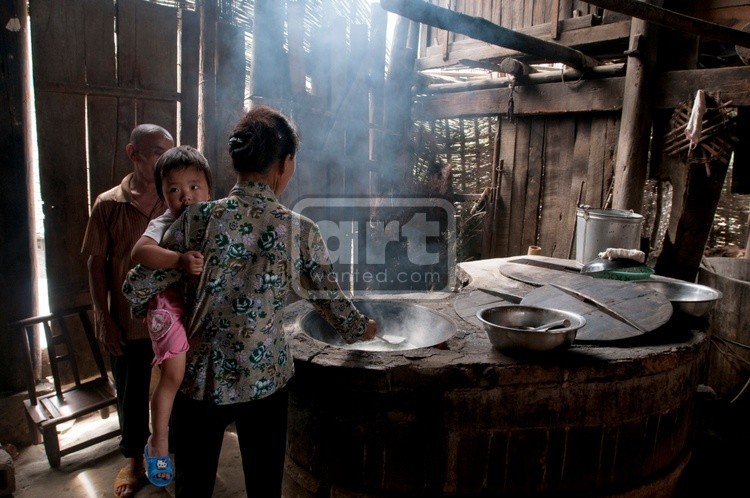 Miao minority farmers' kitchen in western hunan, China